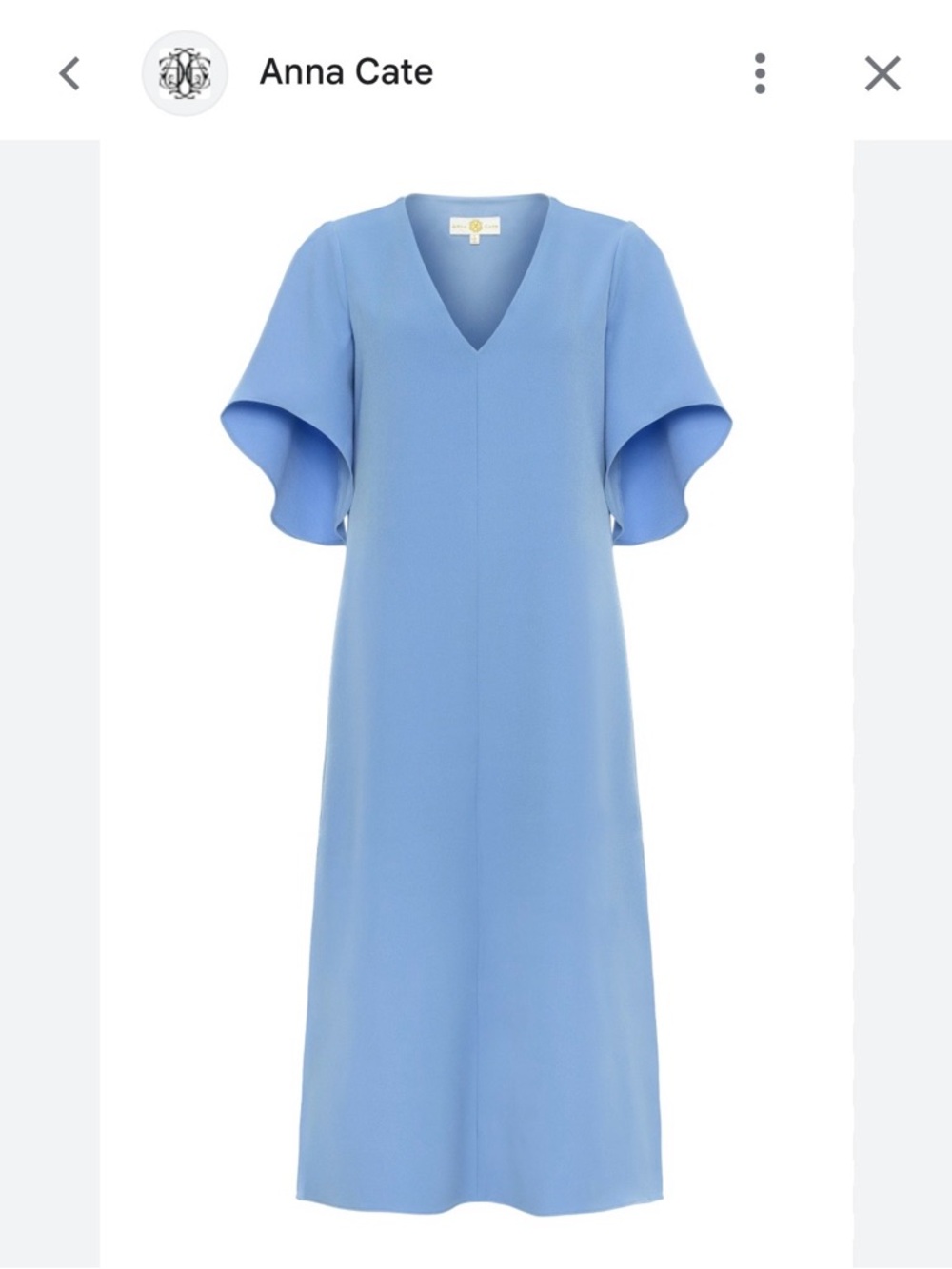 Anna Cate Sky Blue V-Neck Midi Dress with Flutter Sleeves